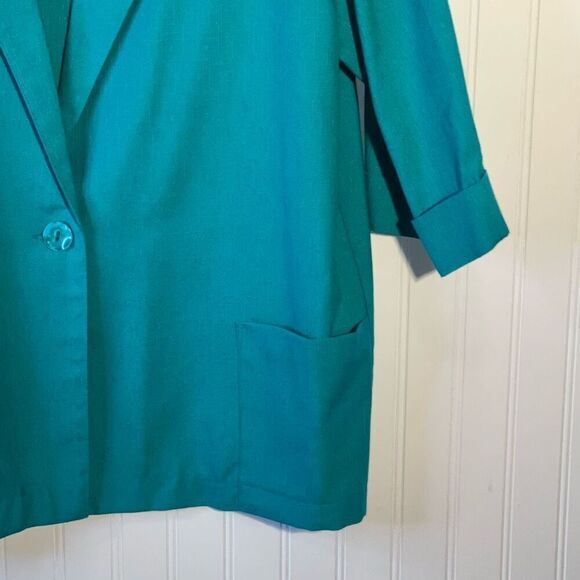 Vintage Alice Stuart One Button Blazer Jacket Women's size X-Large Green Office - Picture 5 of 12